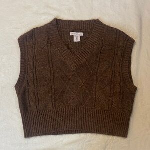 Brown V-Neck Sweater Vest